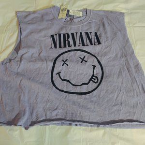 Hot Topic Lilac Crop Nirvana Muscle Tank